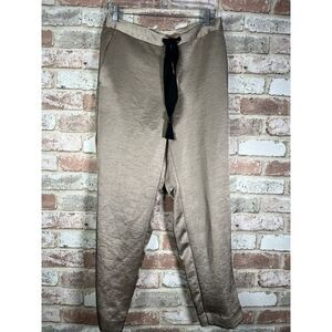 Ann Taylor Metallic Gold Dress Pants Sz S Elastic Waist Pockets Waist‎ 30" L 26"